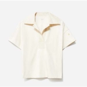 NWT Everlane Retro Jersey Polo Cream Top Women Size XXS